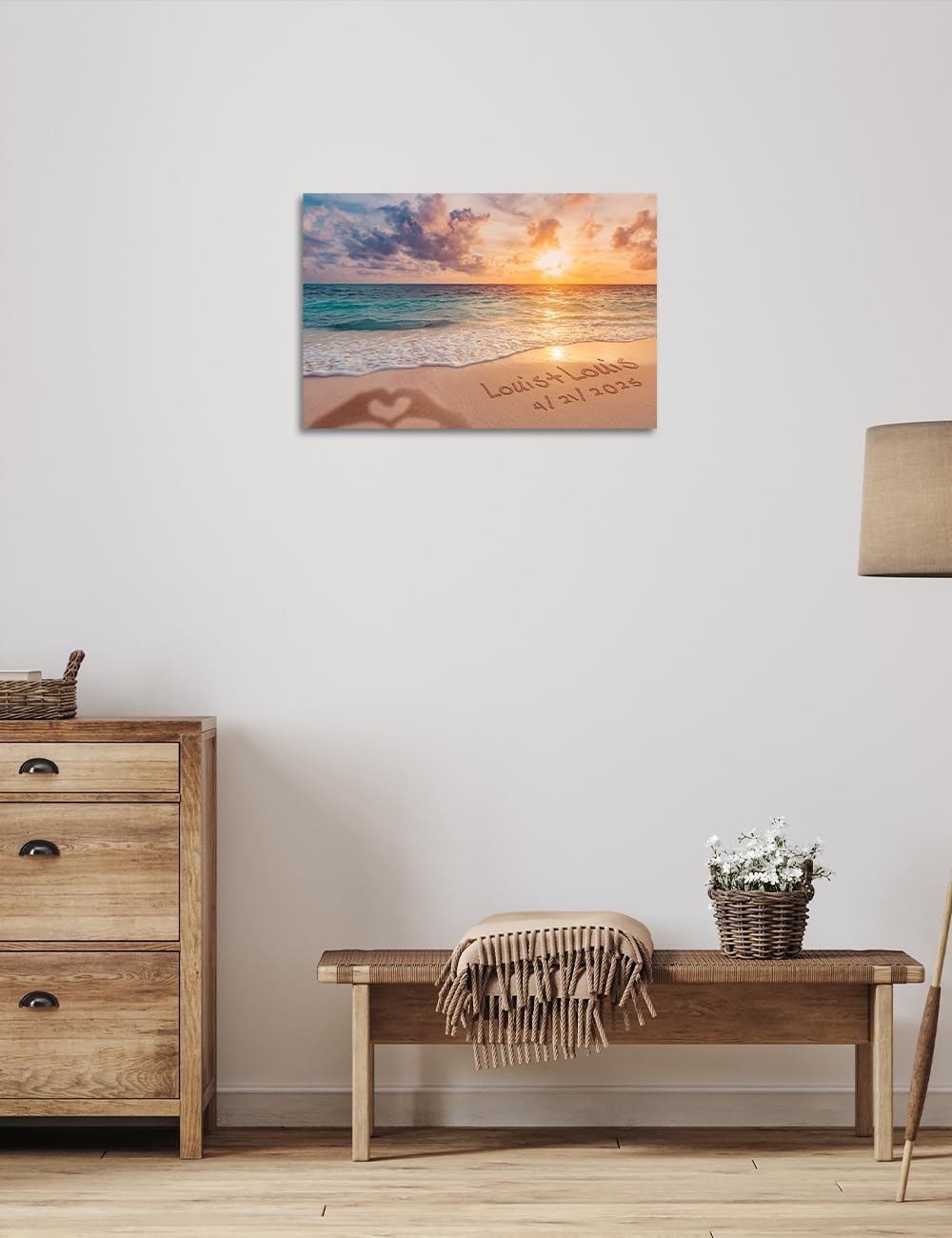 IPIC - "Forever Together Personalized Canvas Wall Art, Custom Beach Scene with Name and Date in Sand, A Personalized Gift for Couple, Wedding, or Anniversary, Coastal Home Decor, Ready to Hang
