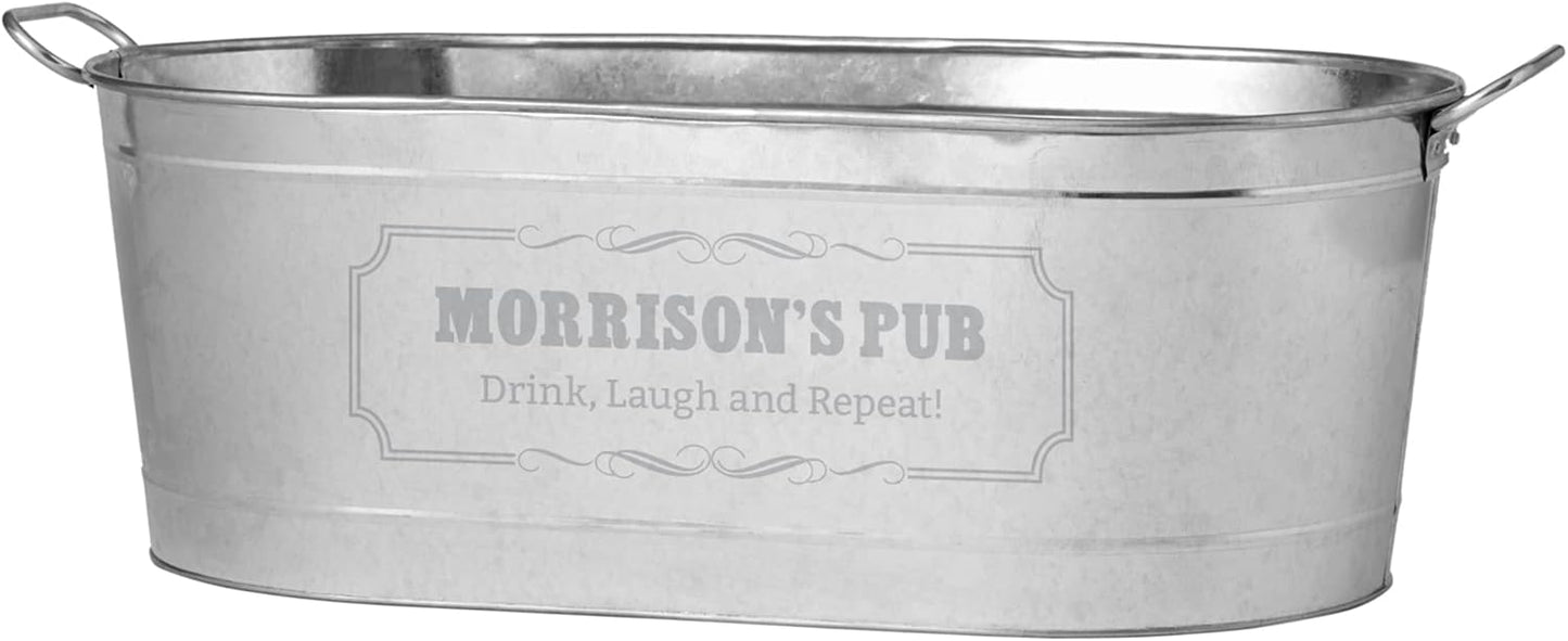 Let's Make Memories Personalized Beverage Tub - Custom Beverage Tub - Create Your Own Beverage Tub - Galvanized Drink Tub - 20 ¾"L x 11 ¾"W x 7" H - 5.5 Gallons