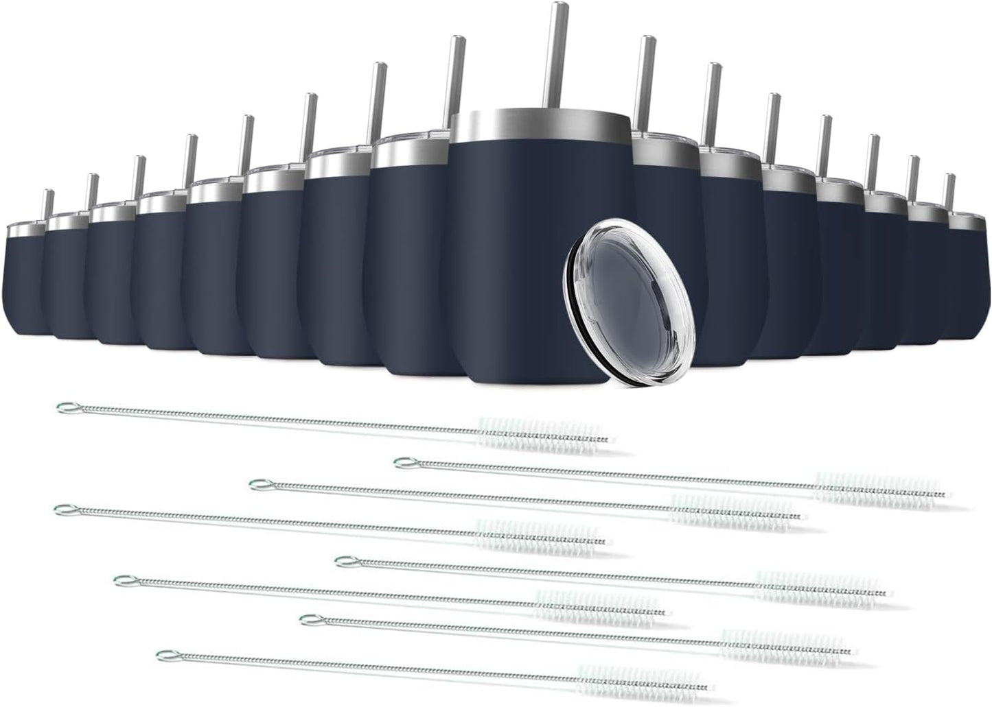 12oz Wine Tumbler with Lid With straw Stainless Steel Wine Tumbler Cups Double Wall Vacuum Insulated Travel Mugs Stemless Cup 16 Pack