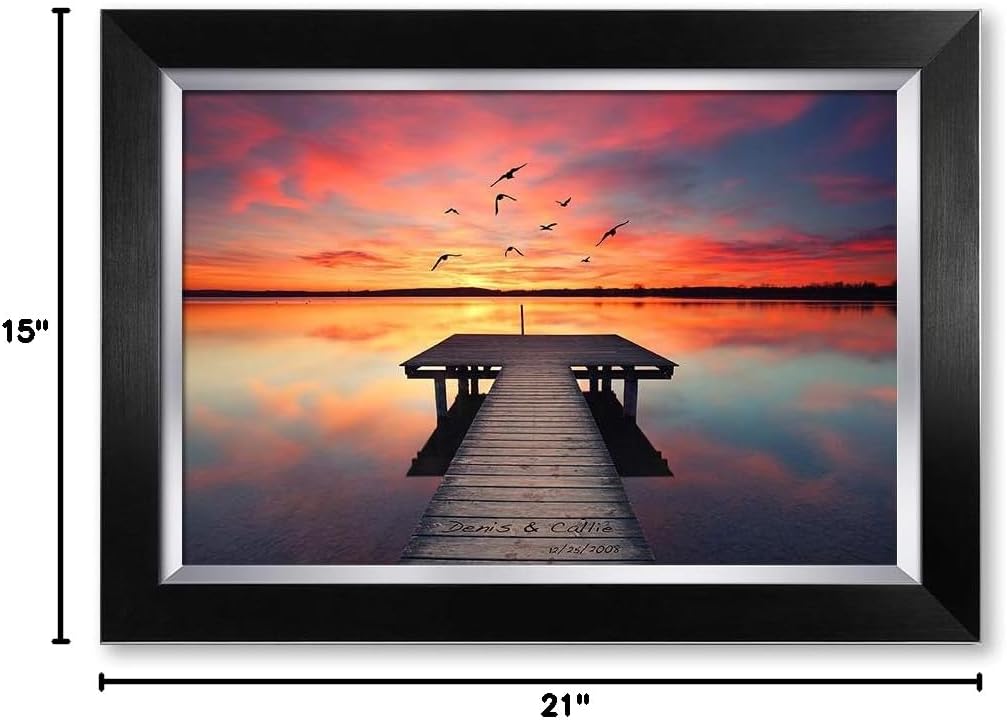 IPIC - Our Own Sunset Personalized Artwork with Names, Customized Gift for Anniversary. Giclee Wallart with High Grade Frame. Picture Size: 18x12