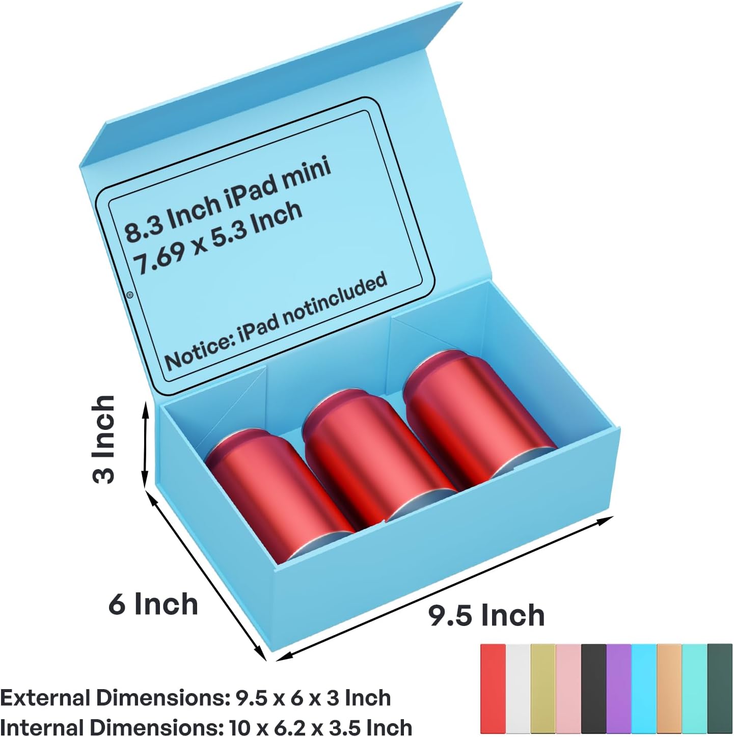5 Pack Blue Gift Box, 9.5x6x3'' Gift boxes for Presents with Lids Magnetic Closure Rectangle Collapsible for Bridesmaid Proposal Box, Wedding, Christmas, Halloween, Birthday Gift Packging