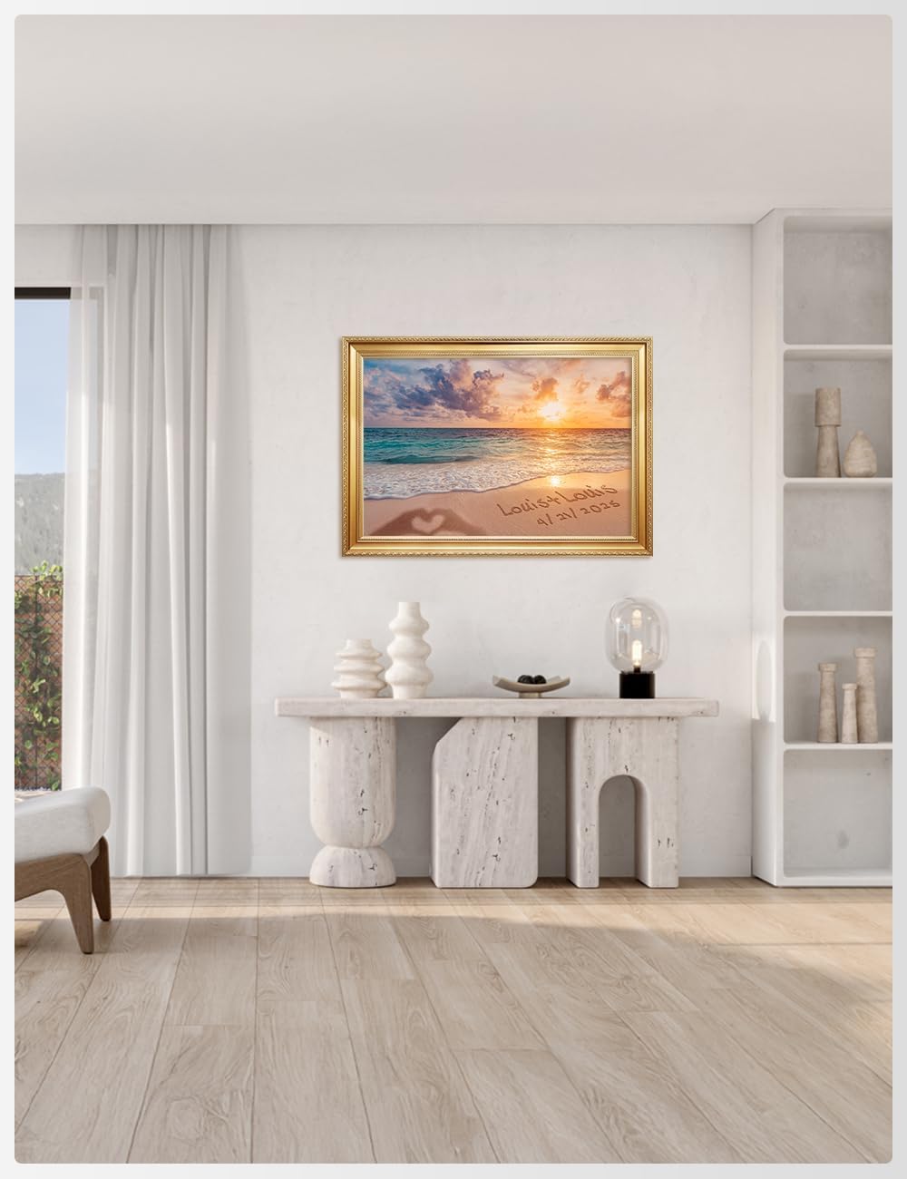 IPIC - "Forever Together Personalized Wall Art, Custom Beach Scene with with Solid Wood Frame, A Personalized Gift with Name and Date for Couple, Wedding, or Anniversary, Ready to Hang