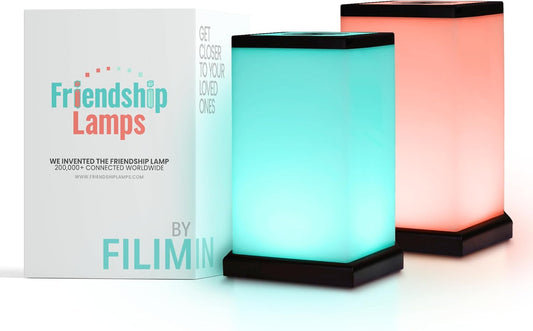 Friendship Lamp® by Filimin Modern - Best Friend Lamps Wi-Fi Touch Lamp LED Light for Long-Distance, Connection, Relationship, Friendship, Gifts, Love, 200+ Colors, App Setup - Set of 2