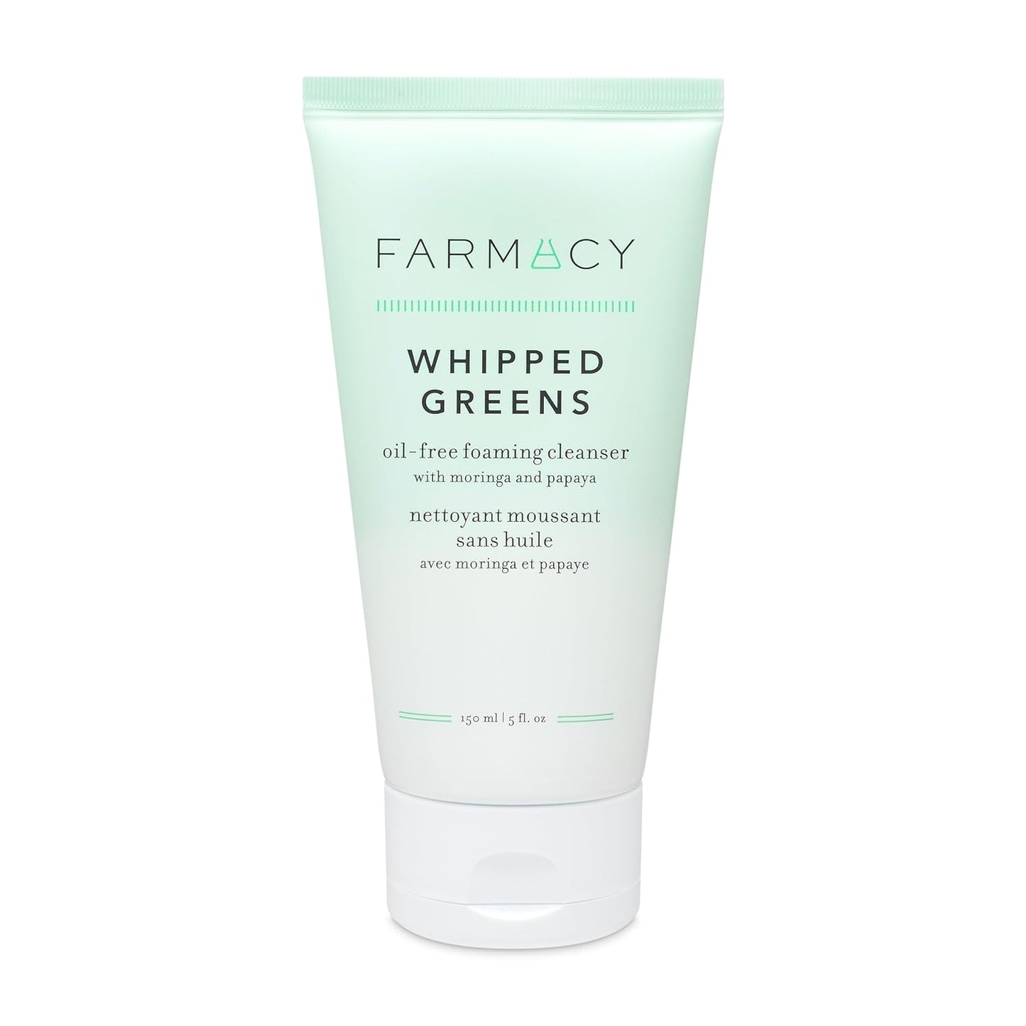 Farmacy Foaming Face Wash for Oily Skin - Whipped Greens Oil-Free Gentle Facial Cleanser + Exfoliator - Infused with Green Clay to Remove Impurities, Control Oil + Maintain Skin Hydration (150ml)