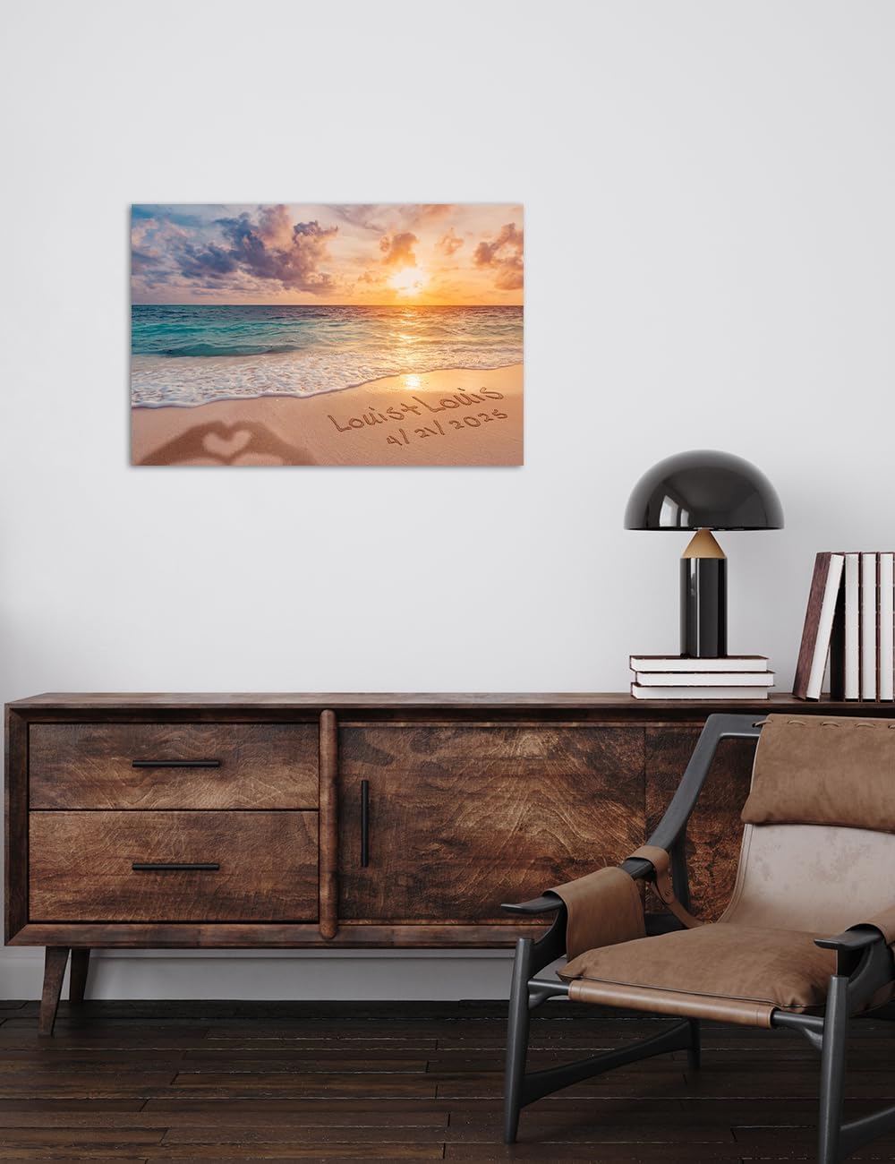 IPIC - "Forever Together Personalized Canvas Wall Art, Custom Beach Scene with Name and Date in Sand, A Personalized Gift for Couple, Wedding, or Anniversary, Coastal Home Decor, Ready to Hang