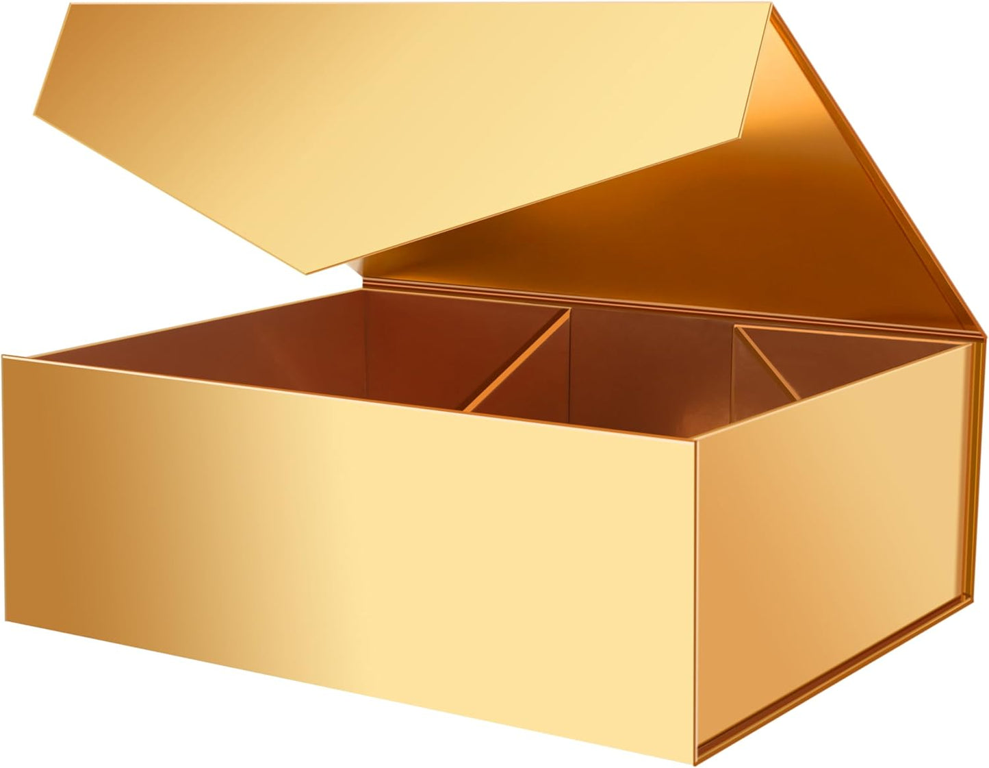 JINGUAN 19.2x15.8x7 Inches, Extra Large Gift Box with Lid, Bridesmaid Proposal Box with Magnetic Closure, Giant Gift Box for Clothes and Large Gifts (Glossy Gold)