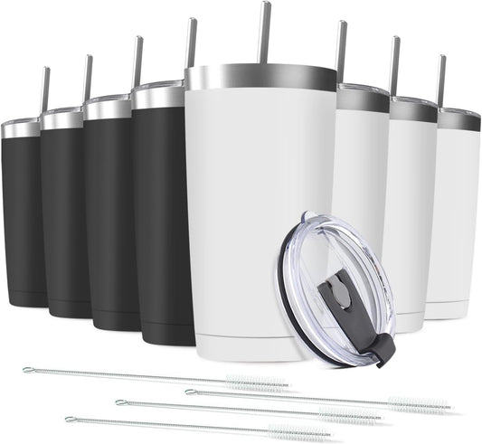 20 oz Stainless Steel Insulated Tumbler with Straw and Lid, Double Wall Travel Coffee Mug Vacuum Insulated Bulk Tumbler, Suitable for Vehicle Cup Holders