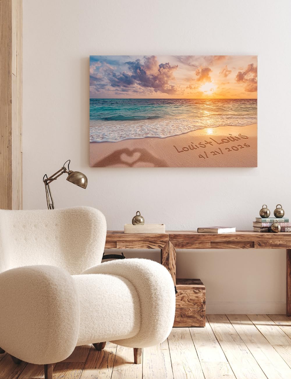 IPIC - "Forever Together Personalized Canvas Wall Art, Custom Beach Scene with Name and Date in Sand, A Personalized Gift for Couple, Wedding, or Anniversary, Coastal Home Decor, Ready to Hang