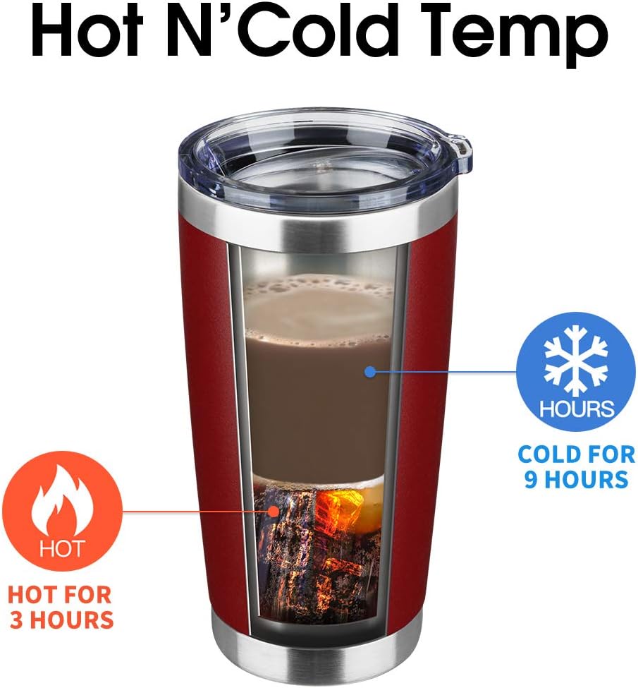 20oz Tumbler Bulk Stainless Steel Vacuum Insulated Tumblers with Lid Double Wall Travel Mug, Durable Powder Coated Coffee Cup, Suitable for Ice Drinks and Hot Beverage (Red 12pack)