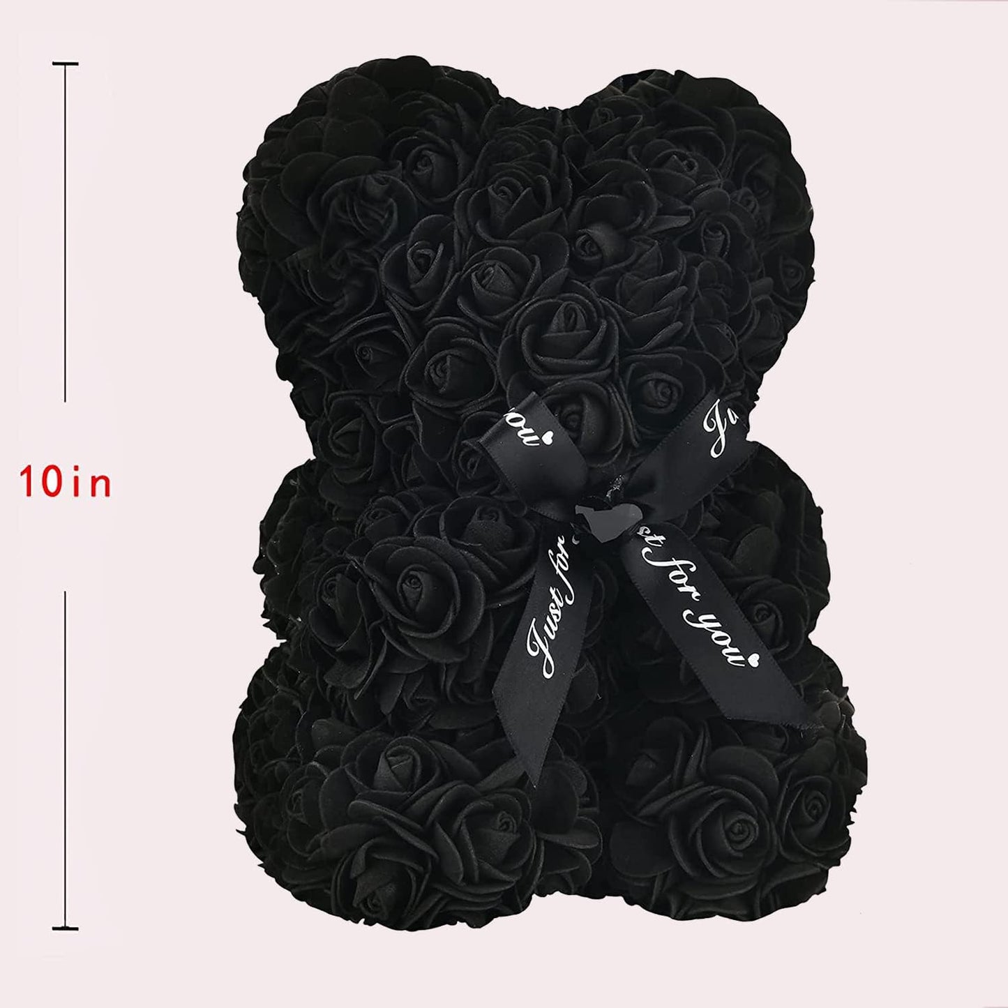 Artificial Rose Flower Bear,Perfect Romantic Gift for Her, Valentine's Mother's Day, Christmas, Birthday,Thanksgiving Party Anniversary Girl Friend Wife with Heart-Shaped Diamond Black.