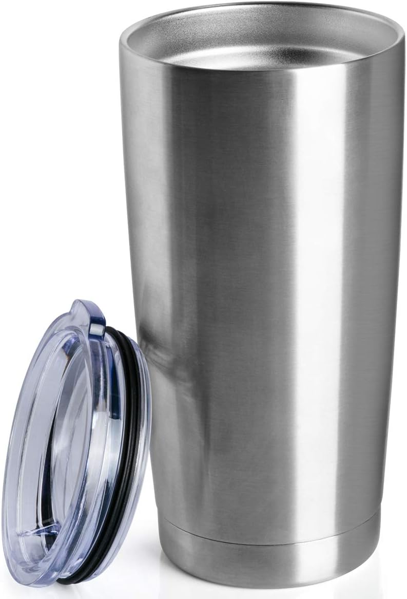 12 pack 20 OZ Double Wall Stainless Steel Vacuum Insulated Tumbler Coffee Travel Mug With Lid, Durable Powder Coated Insulated Coffee Cup for Cold & Hot Drinks (Silver, 12 pack)