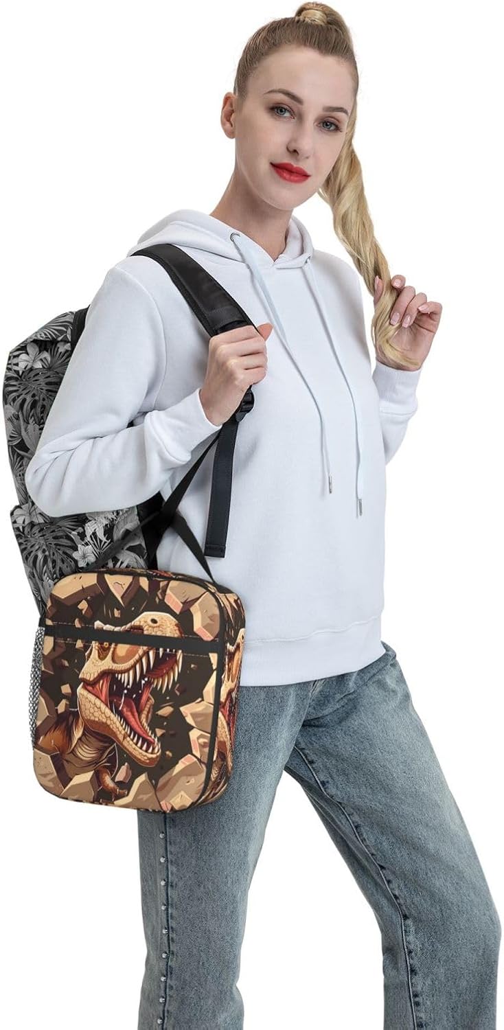 Insulated Lunch Box for Women Men, Dinosaur Lunch Box Reusable Portable Lunch Bag Cooler Tote Waterproof Lunch Container for Office Picnic Work Travel