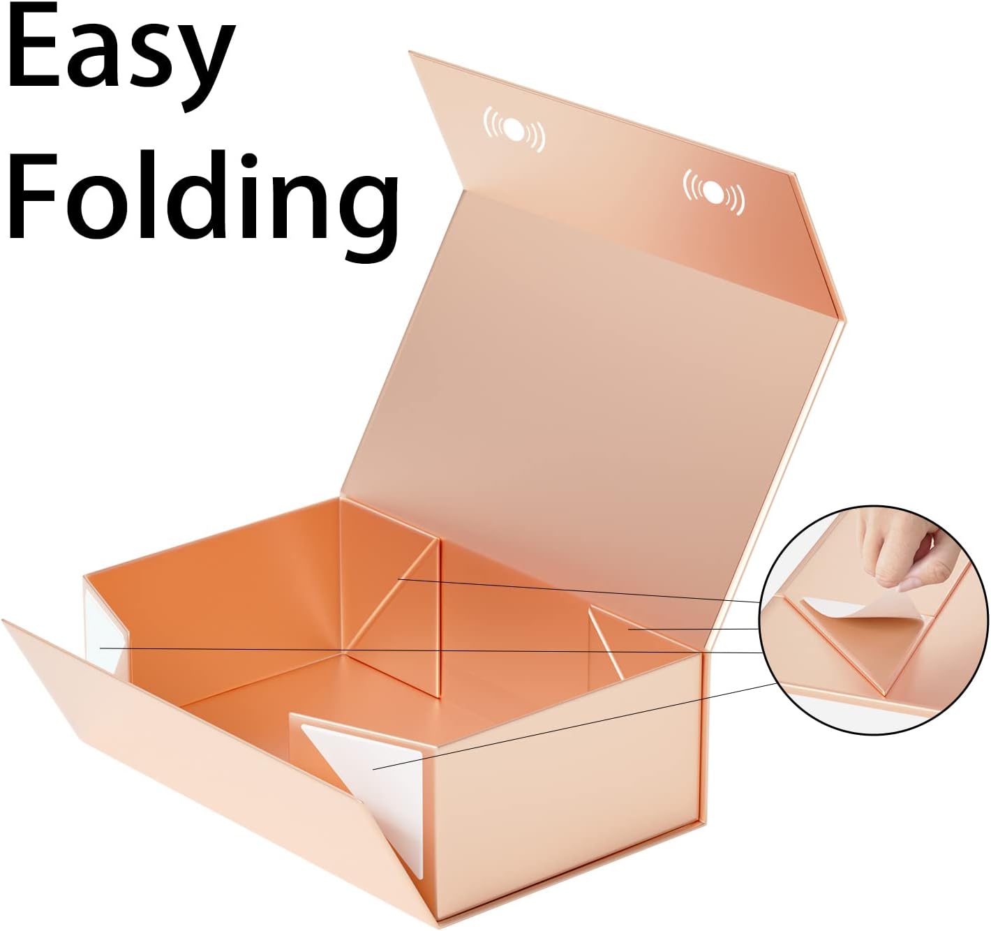 5 Pack Rose Gold Gift Box, 9.5x6x3'' Gift boxes for Presents with Lids Magnetic Closure Rectangle Collapsible for Bridesmaid proposal box, Wedding, Christmas, Halloween, Birthday Gift Packging