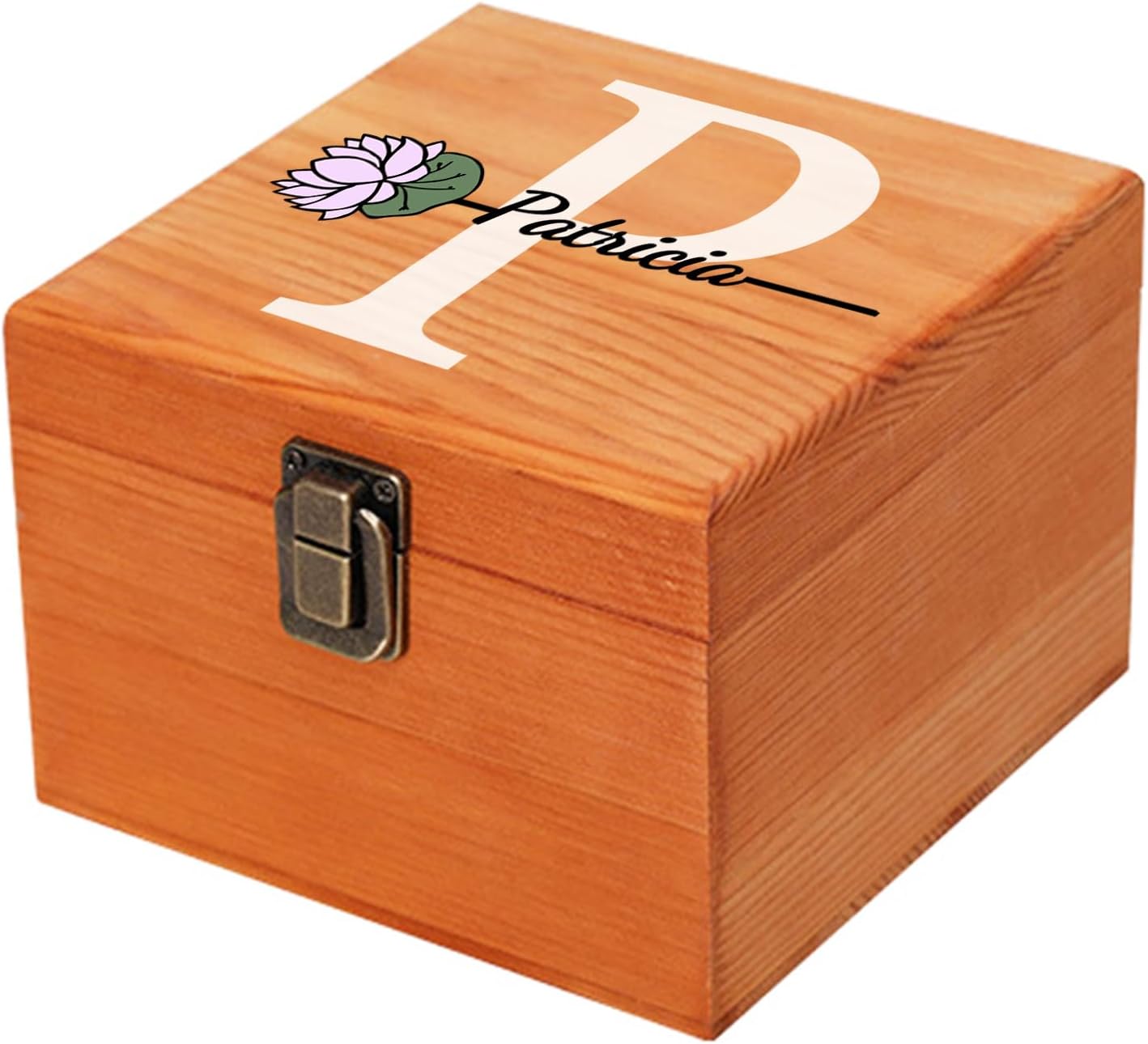 Personalized Wooden Keepsake Memory Box with Birth Flower & Name, Custom Wood Decorative Storage Box with Lids Customized Christmas Gift Box for Women Teen Girls Mom Birthday Gifts