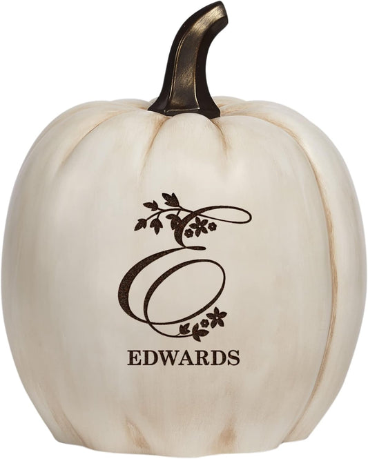 Let's Make Memories Personalized Pumpkin for Halloween - Customized Jack-O-Lantern - Your Name Pumpkin - Fall Décor - Light Up Pumpkin for Indoor/Outdoor Autumn - Name and Monogram - XL - Cream