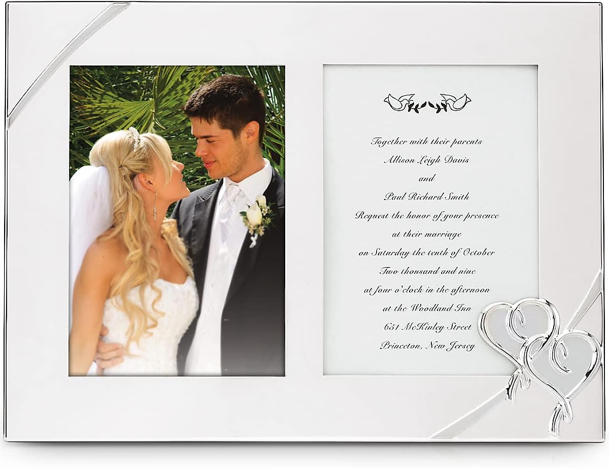 Lenox True Love Double Invitation Frame, 9-Inch - 812614, Metallic