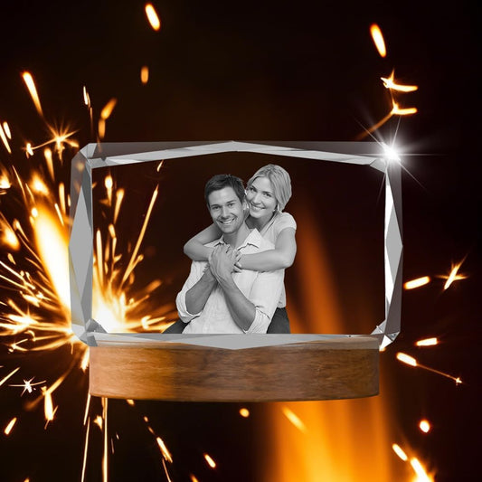 3D Crystal Photo Customized Gifts for Women Men Wife Husband Mom Father Personalized Gifts with 3D Laser Etched, Engraved Inside the Crystal Using Your Photo Customized Memorial Couples
