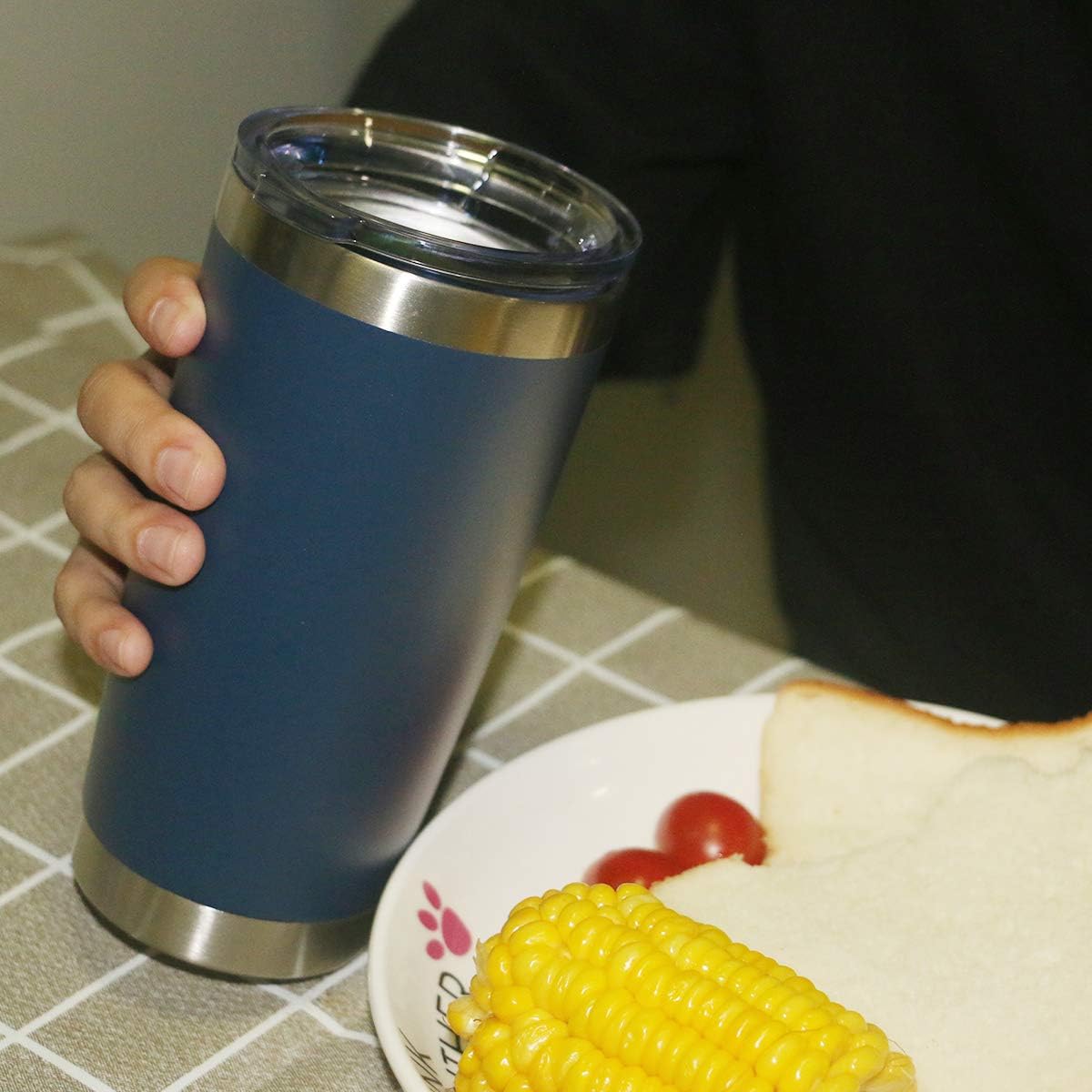 12 pack 20 OZ Double Wall Stainless Steel Vacuum Insulated Tumbler Coffee Travel Mug With Lid, Durable Powder Coated Insulated Coffee Cup for Cold & Hot Drinks (Navy, 12 pack)