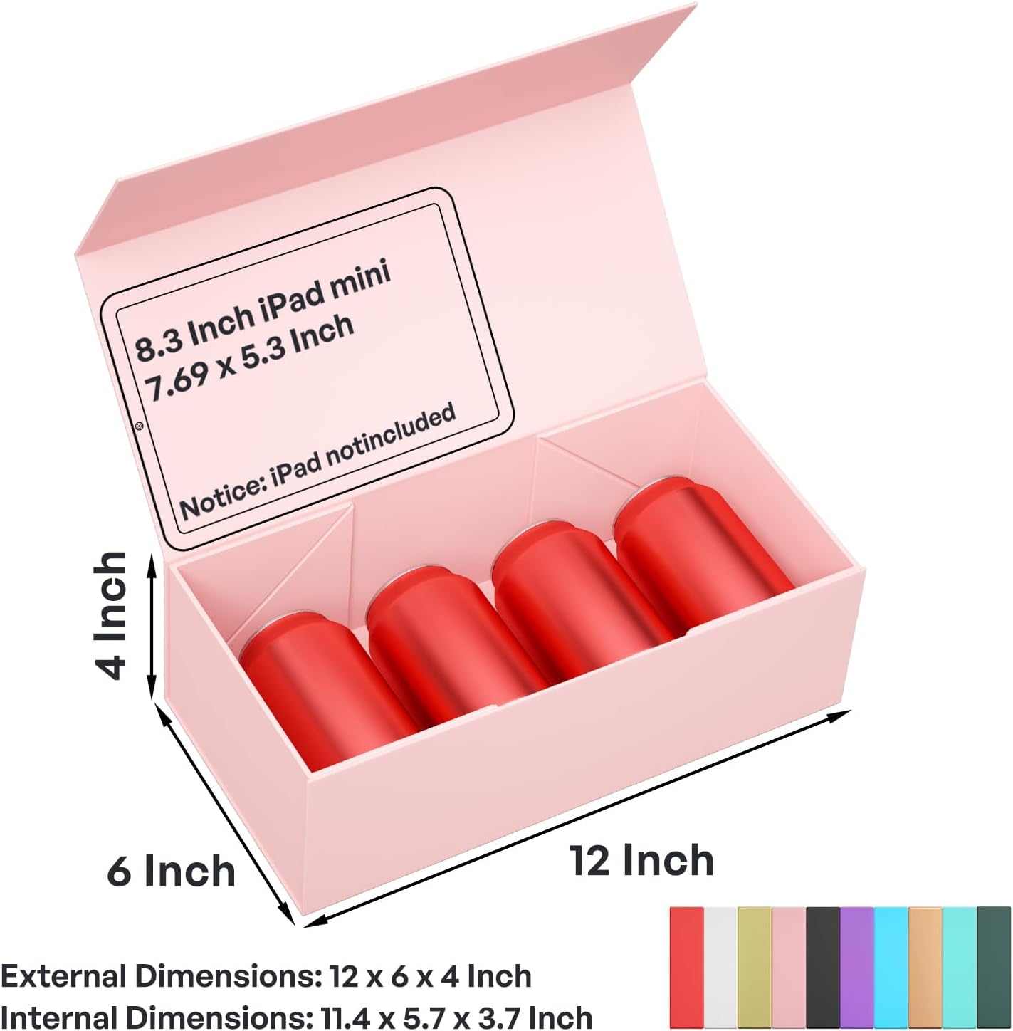 5 Pack Pink Gift Box, 12x6x4'' Gift box for Presents with Lids Magnetic Closure Rectangle Collapsible for Bridesmaid Proposal Box, Wedding, Christmas, Halloween, Birthday Gift Packging