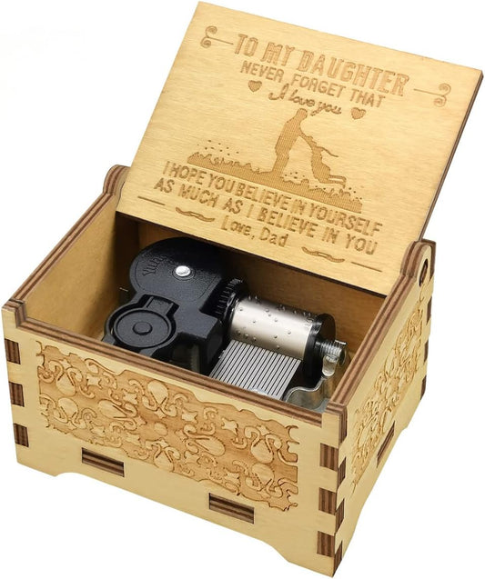 Daughter Gifts from Dad, Wooden Music Box, Dad to Daughter Gifts, Suitable for Birthday/Christmas/Keepsake