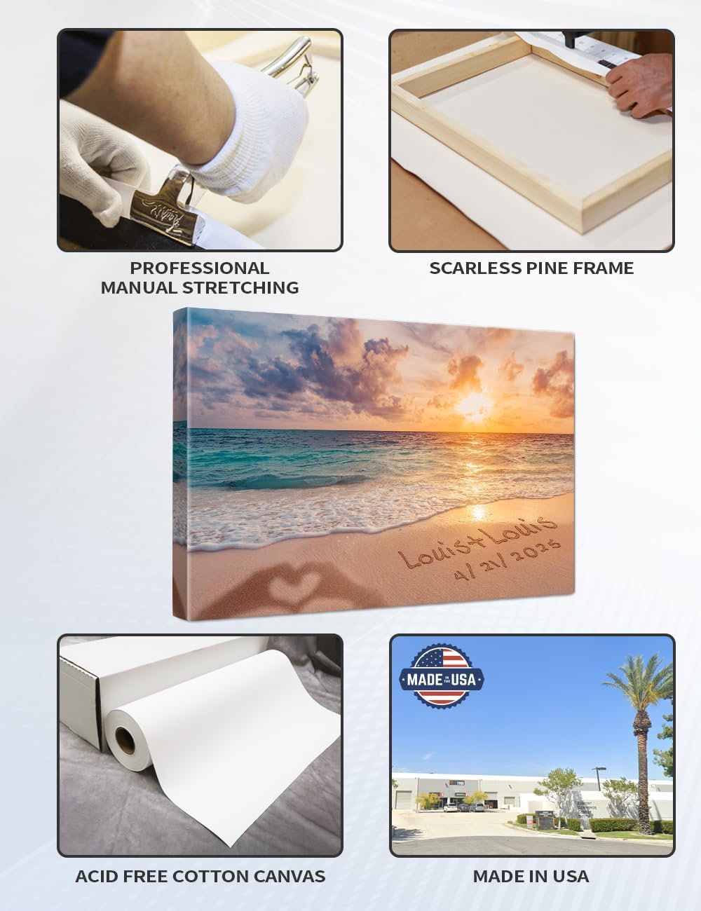 IPIC - "Forever Together Personalized Canvas Wall Art, Custom Beach Scene with Name and Date in Sand, A Personalized Gift for Couple, Wedding, or Anniversary, Coastal Home Decor, Ready to Hang