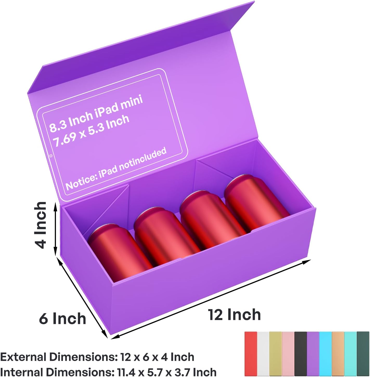 Purple Gift Box, 12x6x4'' Gift box for Presents with Lids Magnetic Closure Rectangle Collapsible for Bridesmaid Proposal Box, Wedding, Christmas, Halloween, Birthday Gift Packging