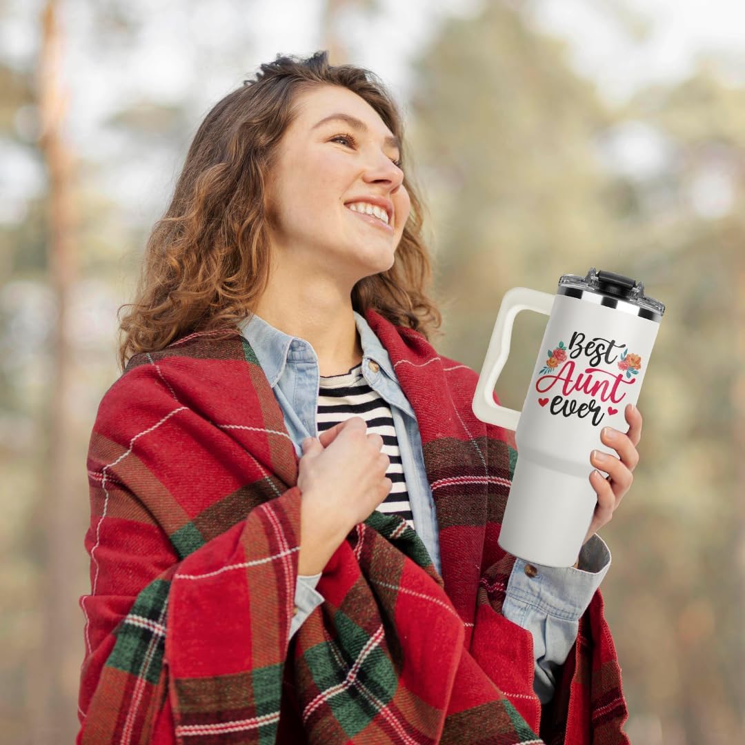 Vivulla68 Best Aunt Ever Tumbler 40Oz With Handle, Aunty Gifts from Niece Nephew, Best Auntie Ever Present, Aunty Cup, Funny Drinking Cups Ideas For Her, Gift for Auntie