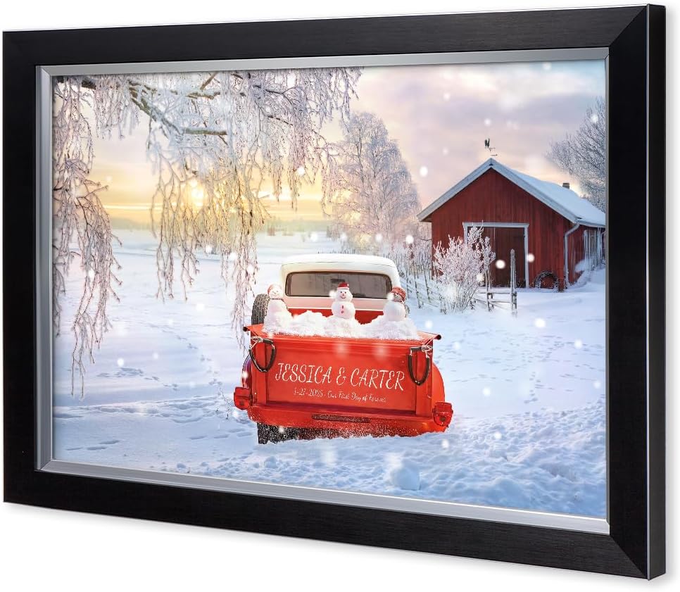IPIC - Timeless Love Through the Seasons, Winter, Personalized Canvas Wall Art with Names, Custom Gift for Couples, Romantic Anniversary or Wedding Present for Bedroom or Living Room Decor