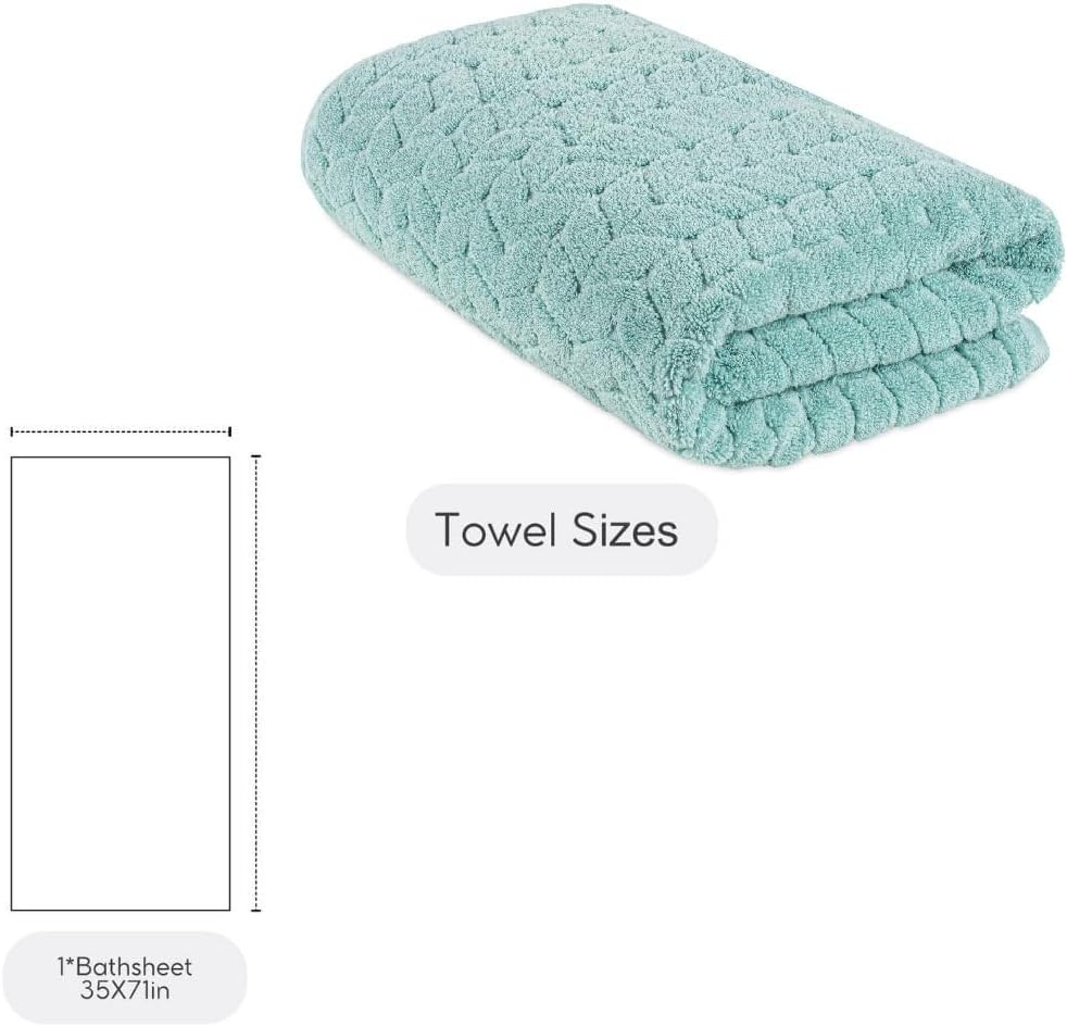 BAGNO MILANO Turkish Bath Towels, Soft Plush Jacquard Luxury Bath Towels, Quick Dry Towel Set (Aqua Green, Bath Sheet)