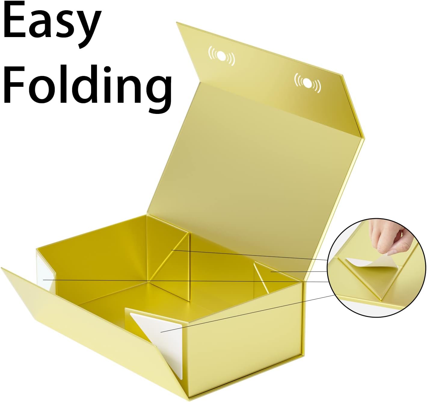 Gold Gift Box, 9.5x6x3'' Gift boxes for Presents with Lids Magnetic Closure Rectangle Collapsible for Bridesmaid Proposal Box, Wedding, Christmas, Halloween, Birthday Gift Packging