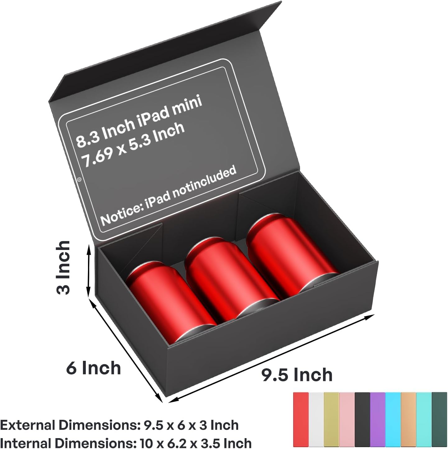 5 Pack Black Gift Box, 9.5x6x3'' Gift boxes for Presents with Lids Magnetic Closure Rectangle Collapsible for Groomsman Proposal Box, Wedding, Christmas, Halloween, Birthday Gift Packging