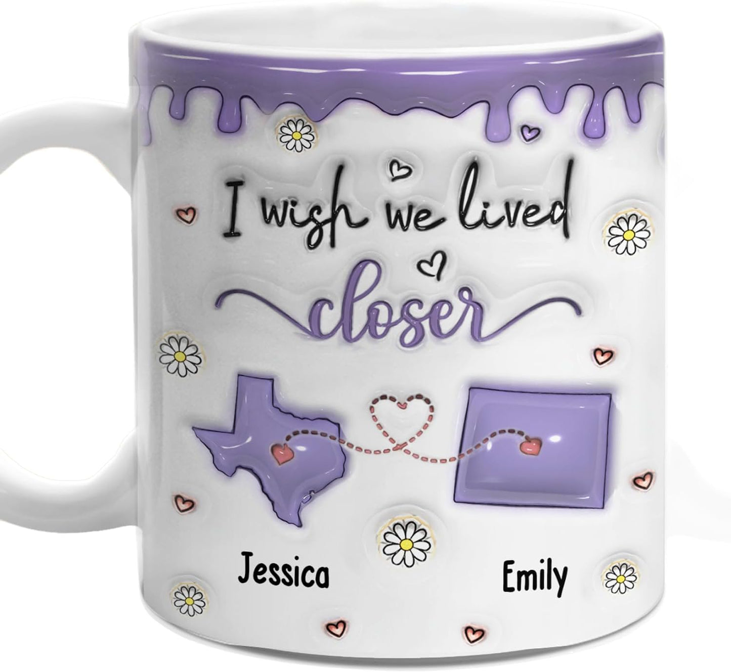 DOPTIKA Every Moment Spent With You Is A Cherished Memory, Personalized 2D Bestie Coffee Mug, Best Friend Valentine Birthday Gifts For Women, BFF, Sister Gifts, Custom Long Distance State To State Mug