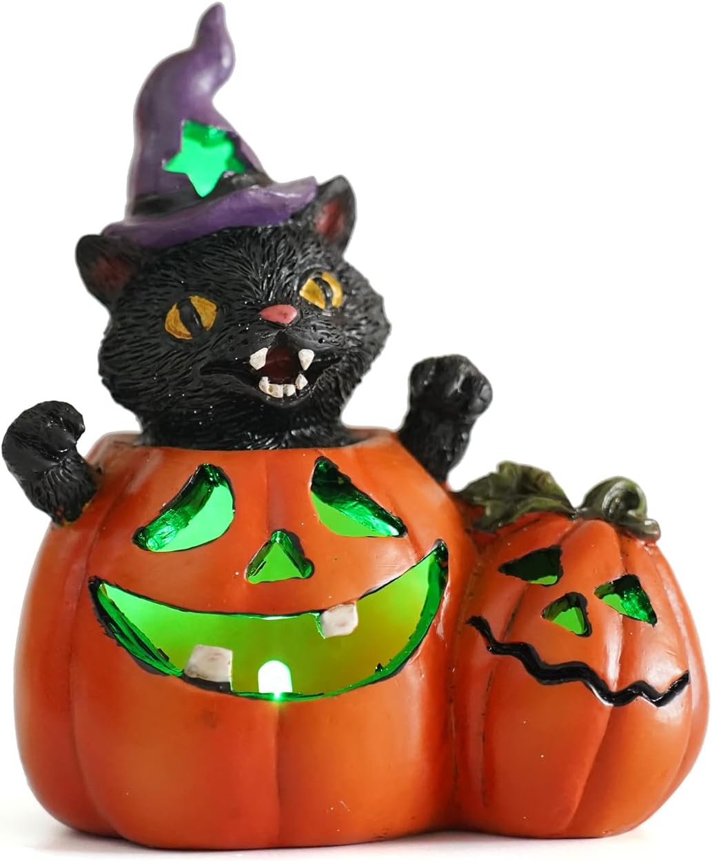 Hodao Halloween Resin Pumpkin Duo Set Decorations Elevate Your Fall Season Decor with Woodcarving-Inspired Design-Pumpkin Decor for Garden or Indoor Home Add Festive Flair to Your Space (Pumpkin 1)