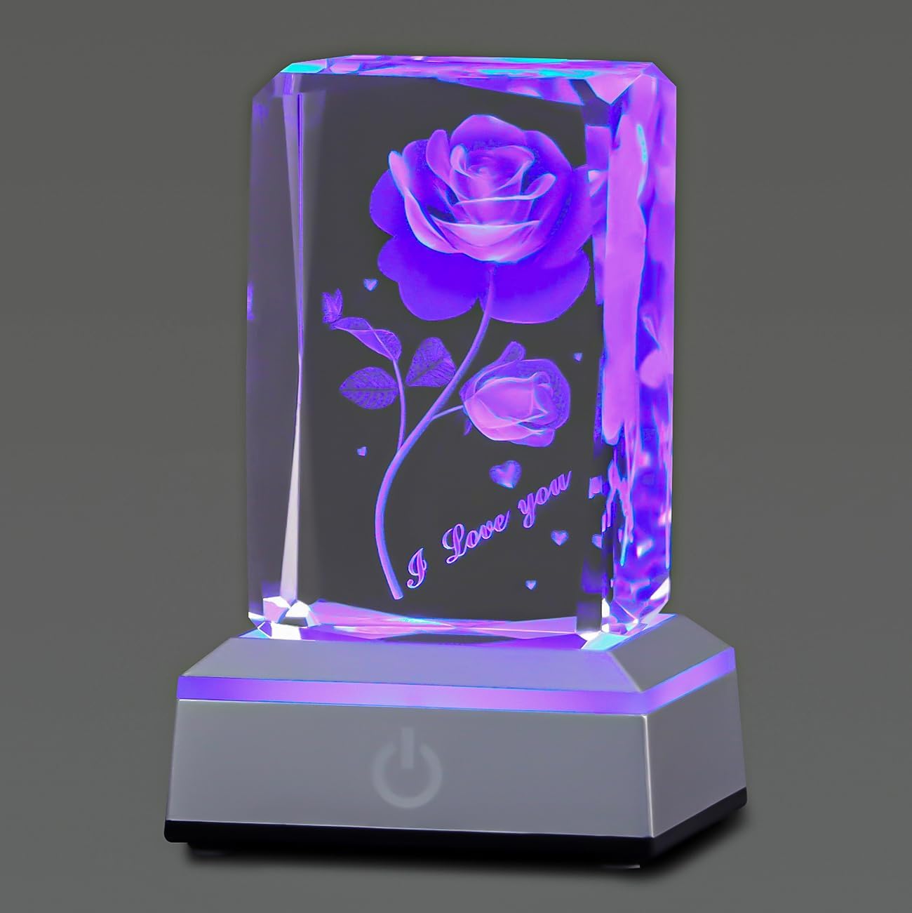 hochance 3D ButterflyRose Crystal Multicolor Nightlight - I Love You Decolamp,Perfect Valentines Gift Ideas for Her My Girlfriend Wife Mom - Unique Anniversary Birthday Presents