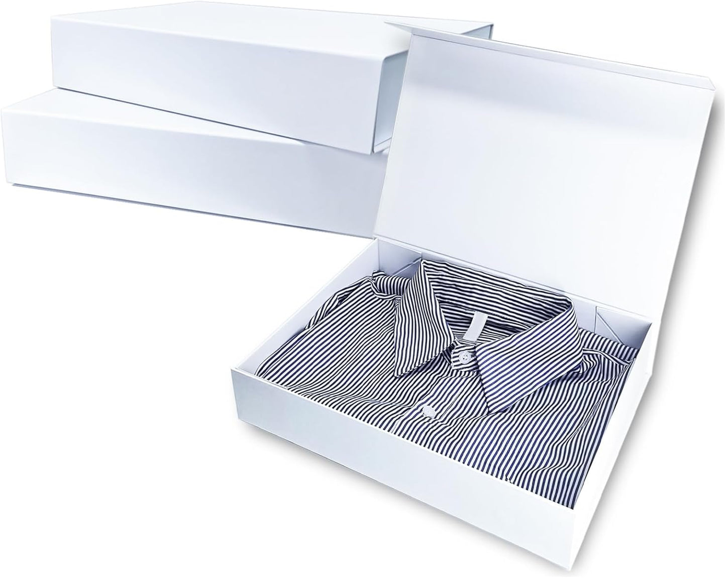 AuroWish 3 Pack 12.5x8.5x2.5 Inches White Gift Boxes with Magnetic Lid and Ribbon, Luxury Gift Box for Present, Shirt Gift Boxes for Wedding, Birthdays, Christmas, Baby Shower