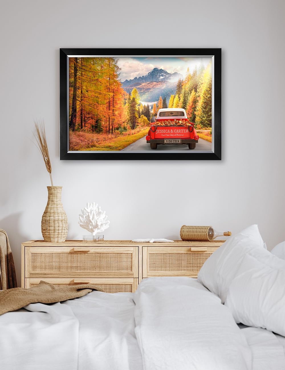IPIC - Timeless Love Through the Seasons, Autumn, Personalized Canvas Wall Art with Names, Custom Gift for Couples, Romantic Anniversary or Wedding Present for Bedroom or Living Room Decor