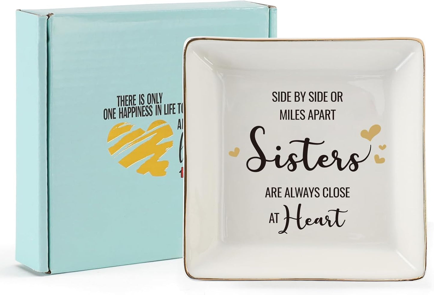 HOME SMILE Ceramic Ring Dish Jewelry Tray for Mom Sister Friends