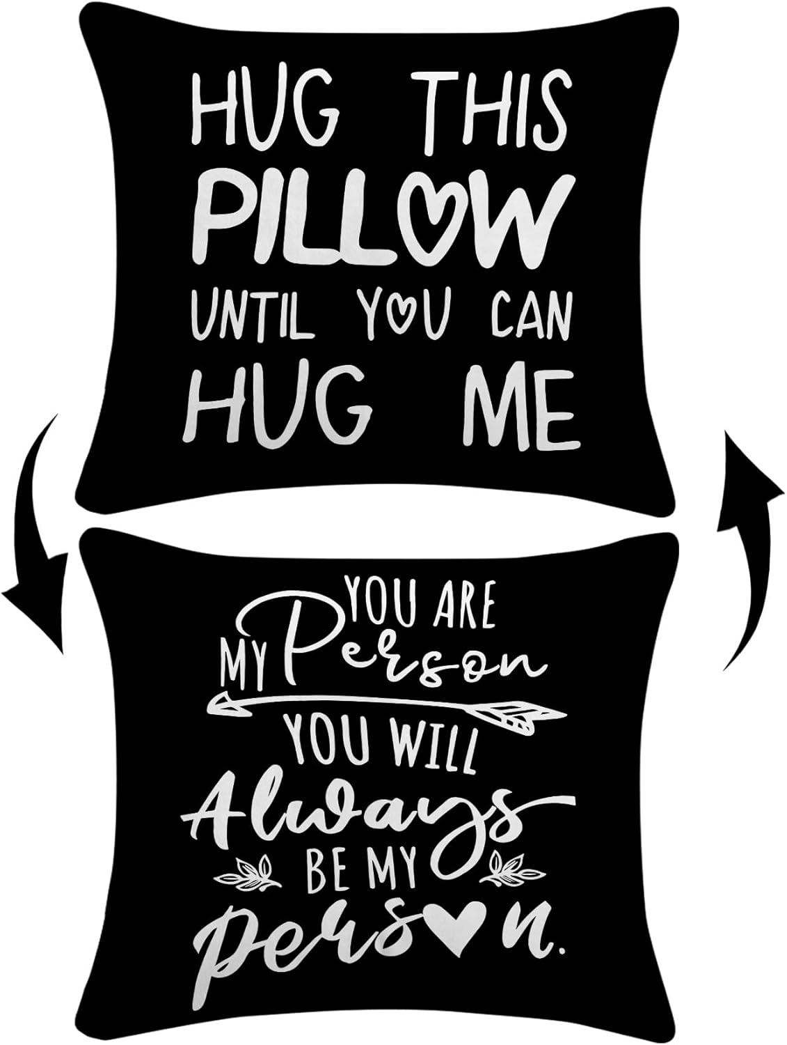Long Distance Relationships Gifts Reversible Throw Pillow Covers Decor for Home Bedroom,18'' x 18'' Pillow case,Boyfriend Girlfriend Birthday Gifts,Gift Wife,Husband,Wedding Anniversary (black-2)