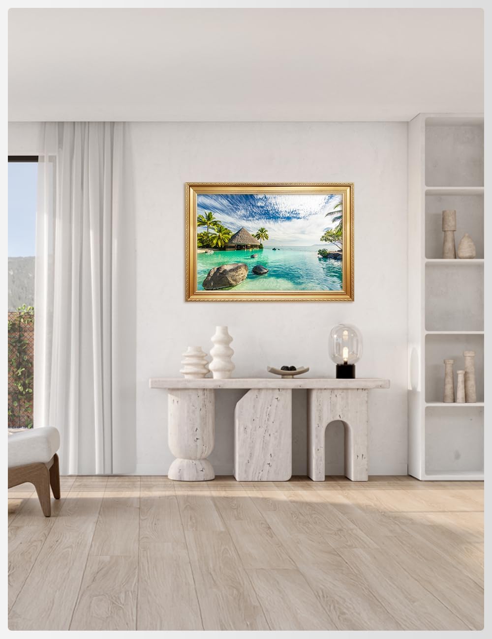 IPIC - "Tropical Memories Personalized Framed Wall Art, Custom Beach Canvas Print with Solid Wood Frame, A Personalized Gift with Name and Date for Couple, Wedding, or Anniversary