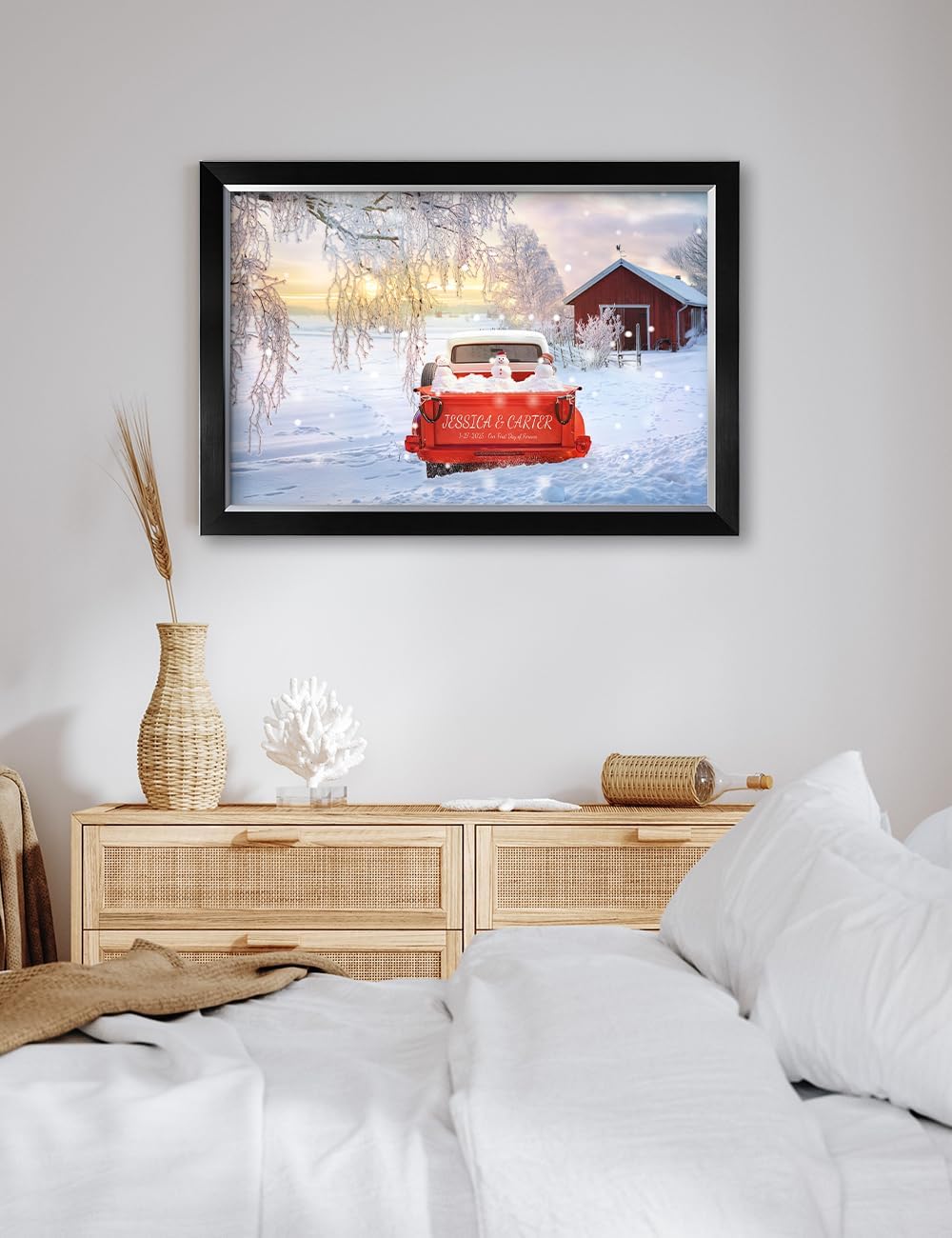IPIC - Timeless Love Through the Seasons, Winter, Personalized Canvas Wall Art with Names, Custom Gift for Couples, Romantic Anniversary or Wedding Present for Bedroom or Living Room Decor