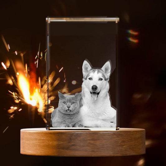 3D Crystal Photo, Customized Gifts for Women Men Wife Husband Mom Father, Personalized Gifts with 3D Laser Etched, Engraved Inside the Crystal Using Your Photo Customized Memorial-Rectangle