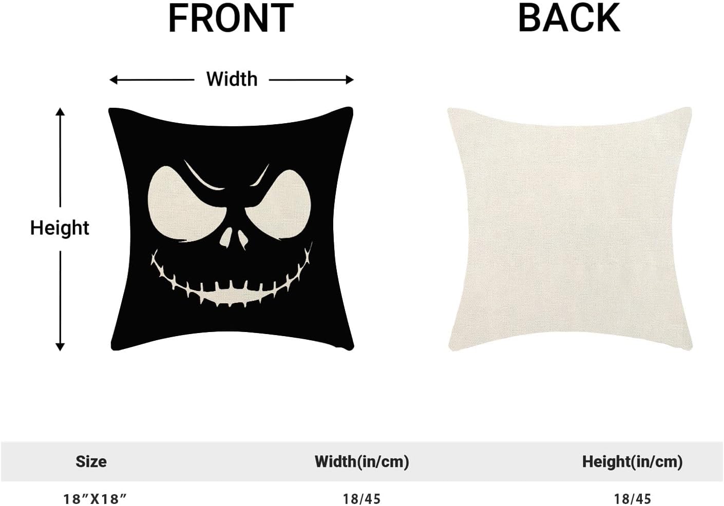 Halloween Pillow Covers 18x18 inches Set of 2 Spooky Black Throw Pillow Covers Outdoor Autumn Halloween Decoration Black Pillowcase Farmhouse Decorative Linen Cushion Case for Home Sofa Couch