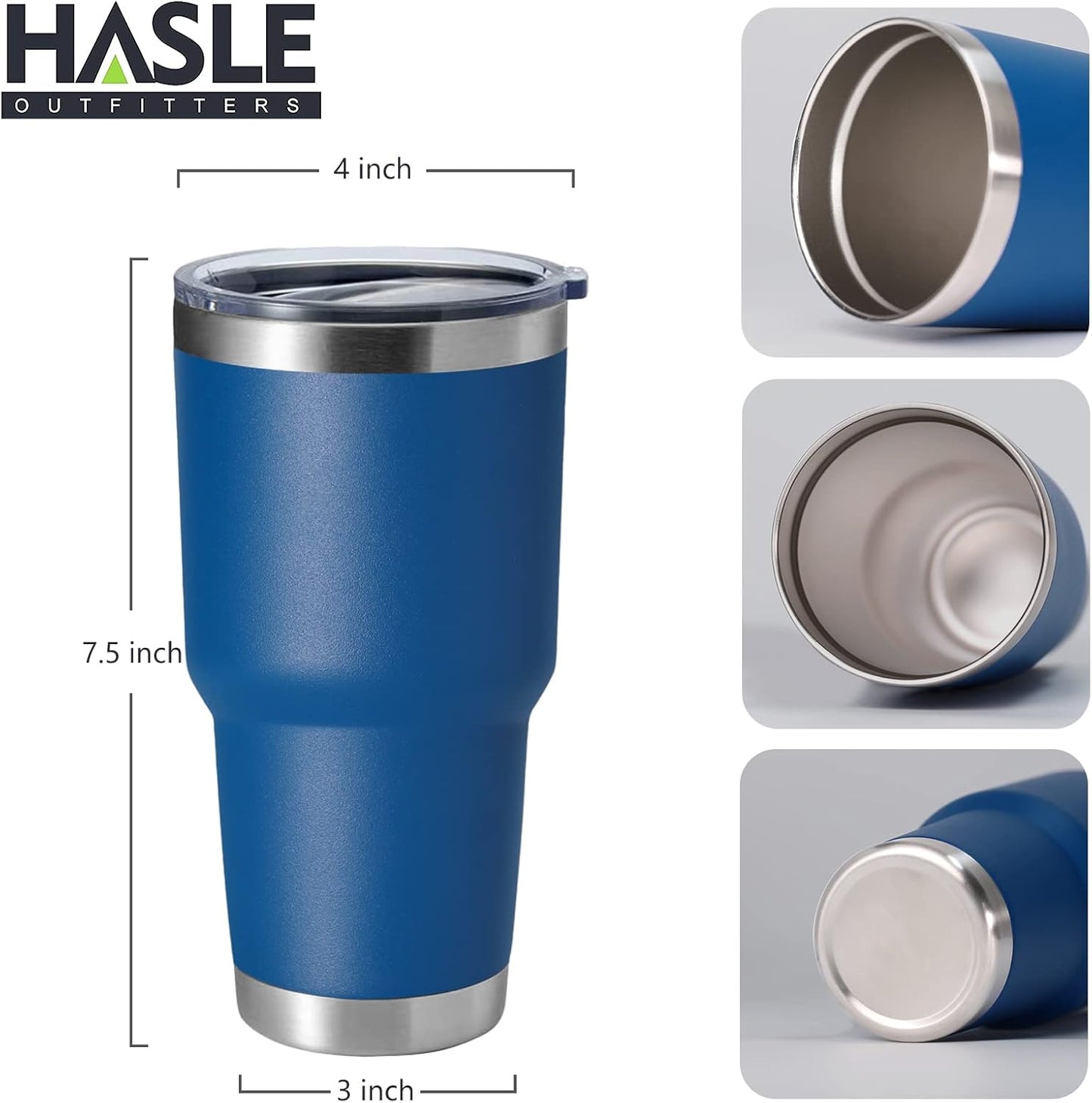 HASLE OUTFITTERS 30oz Stainless Steel Tumbler, Double Wall Vacuum Insulated Travel Mug Tumbler, Durable Insulated Coffee Mug, Gift Box Set (Dark Blue, 4)