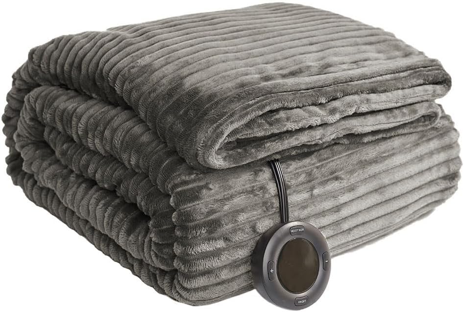 Heated Blanket Full Size 72"x84",ETL Certification-6 Heating Levels Electric Blanket&1-10 Hour Auto Off,Machine Washable Heating Blanket(Grey)