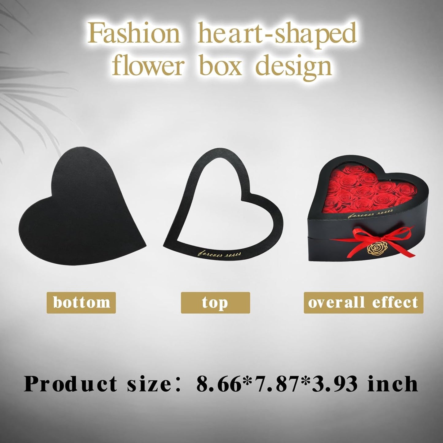 16 Forever Flowers in Heart Shaped Box - Preserved Roses Romantic Gifts for Her, Valentine’s Day, Anniversary, Wedding (Red)