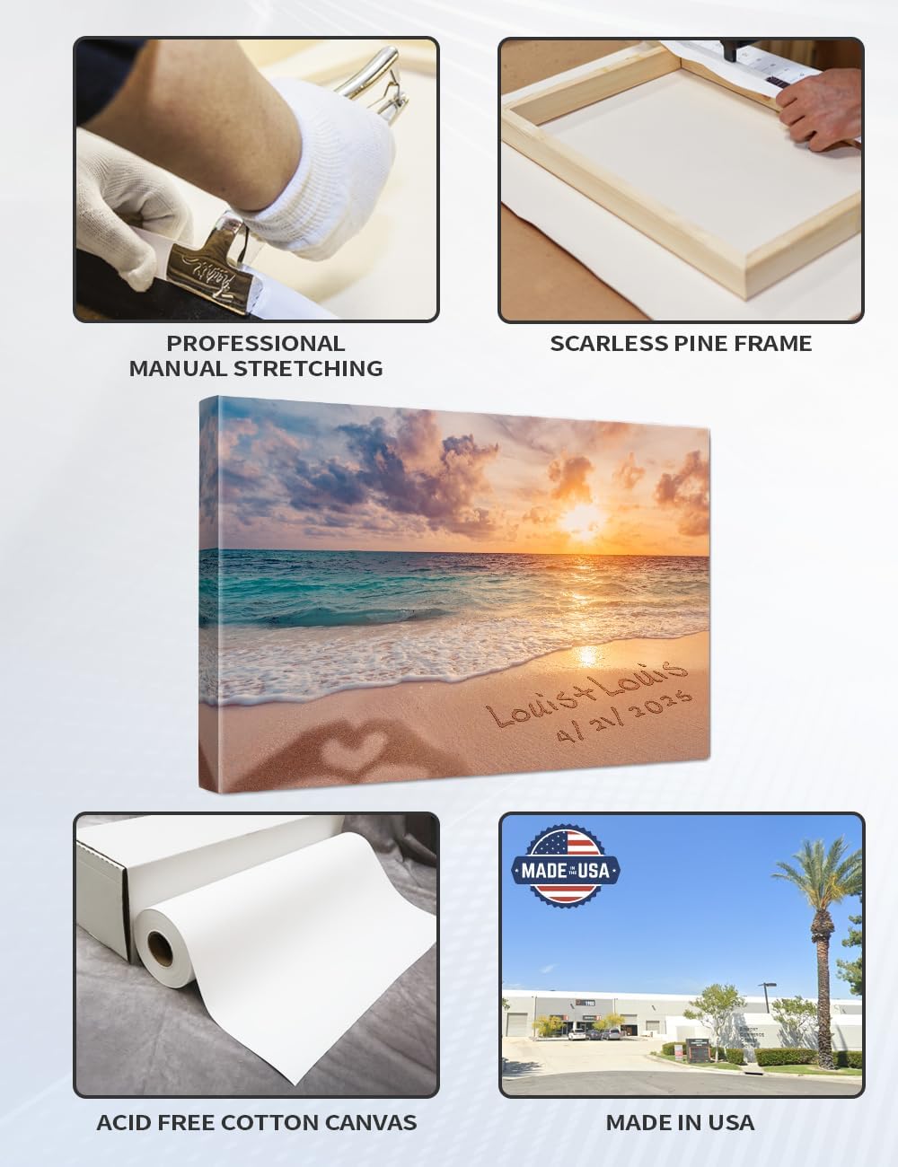 IPIC - "Forever Together Personalized Canvas Wall Art, Custom Beach Scene with Name and Date in Sand, A Personalized Gift for Couple, Wedding, or Anniversary, Coastal Home Decor, Ready to Hang