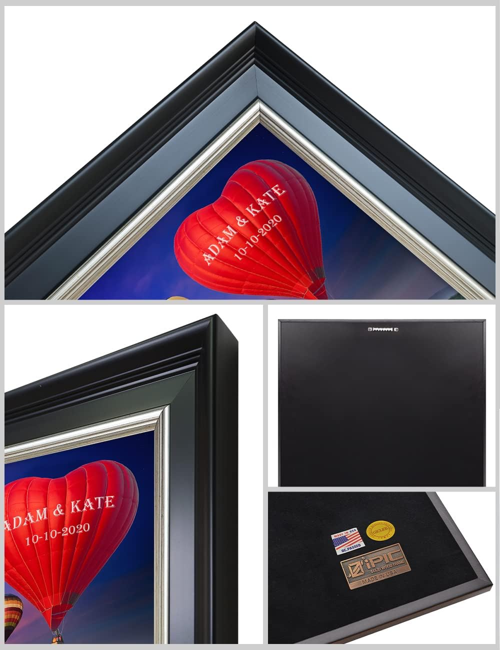 IPIC - Romance on High Personalized Framed Wall Art with Names and Date on, Giclee Prints with Solid Wood, Custom Memorial Gifts for Anniversary. Total Framed Size: 27.25" W x 19.25" H
