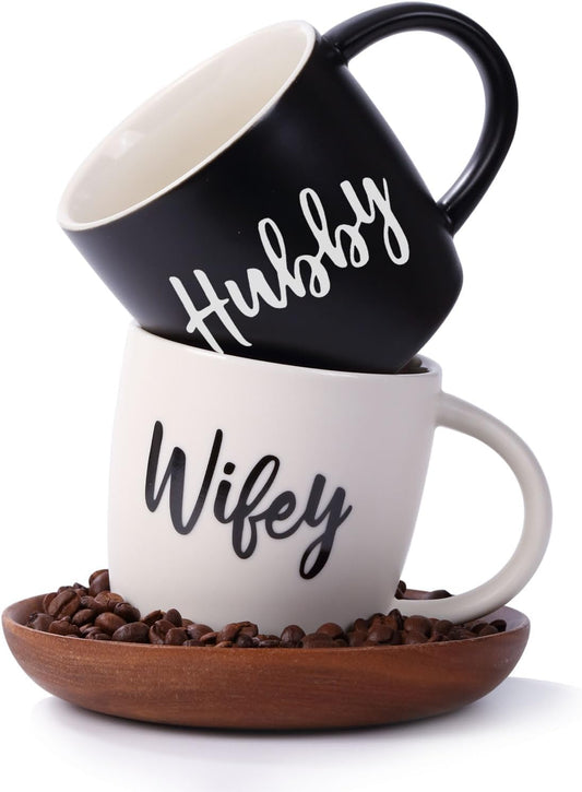 Wedding Gifts for Couples,Hubby & Wifey Wedding Coffee Cup Set,Bridal Shower Gifts for Bride and Groom, Newly-Married Anniversary for Him/Her,Mr and Mrs Gift