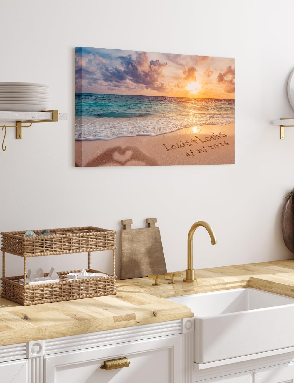 IPIC - "Forever Together Personalized Canvas Wall Art, Custom Beach Scene with Name and Date in Sand, A Personalized Gift for Couple, Wedding, or Anniversary, Coastal Home Decor, Ready to Hang