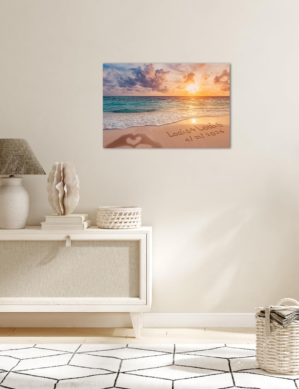IPIC - "Forever Together Personalized Canvas Wall Art, Custom Beach Scene with Name and Date in Sand, A Personalized Gift for Couple, Wedding, or Anniversary, Coastal Home Decor, Ready to Hang